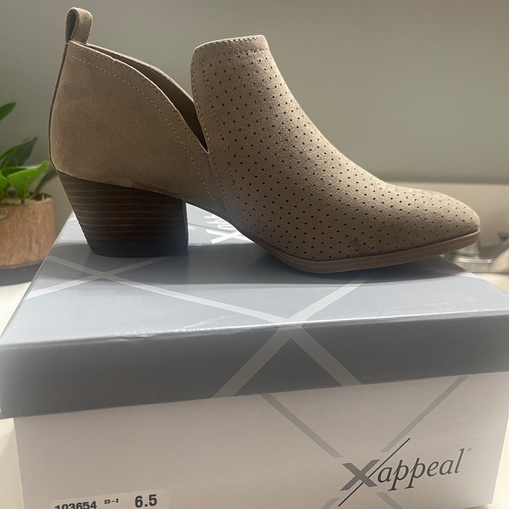 Xappeal Women's Taupe Perforated Ankle Booties